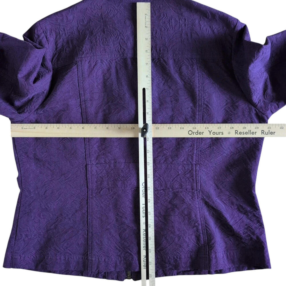 Coldwater Creek Jacket Womens 14P Purple Textured Jacquard Zip Front Petite - Picture 4 of 8
